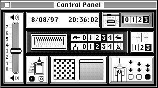 The First Mac OS Control Panel, captured by Dan Vanderkam (https://www3.nd.edu/~jvanderk/sysone/)